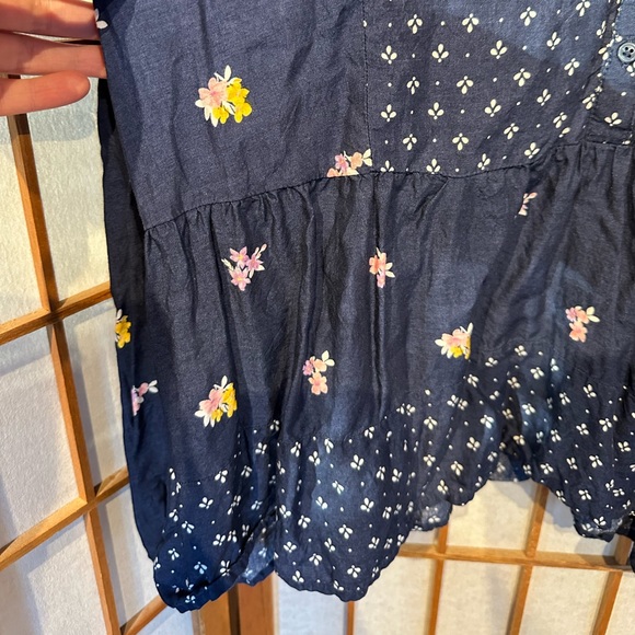 Old Navy Blue Floral Print Peasant Top XL - Picture 6 of 9